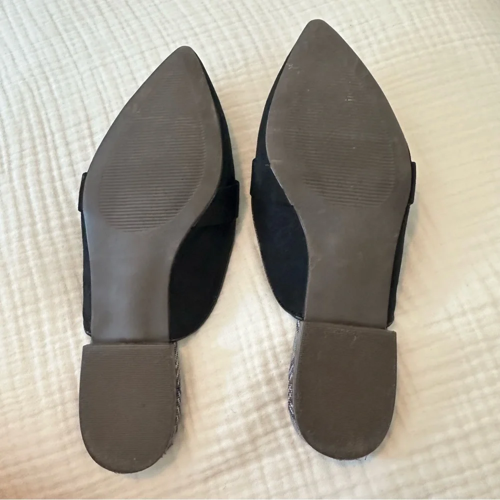 Ann Taylor Herringbone Plaid Mule Loafer Slip Black Tassel Academia Old Money 7